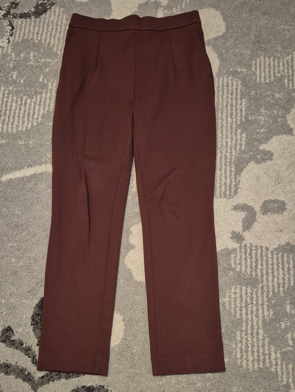 Ann Taylor Elastic Waist Pull On Dress Pants in Burgundy Brown Small